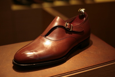 Brown Leather Single Monk Strap Designer Handmade Buckle Shoes