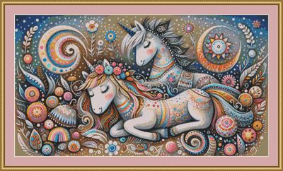 Sleeping Unicorns Cross Stitch Pattern