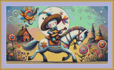 Singing Cowboy Cross Stitch Pattern