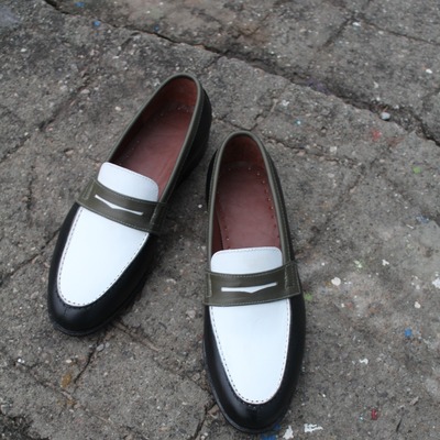 Crafted leather classic tri color leather moccasin loafers dress shoes - Thumbnail 4