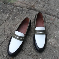 Crafted Leather Classic Tri Color Leather Moccasin Loafers Dress Shoes - Thumbnail 3