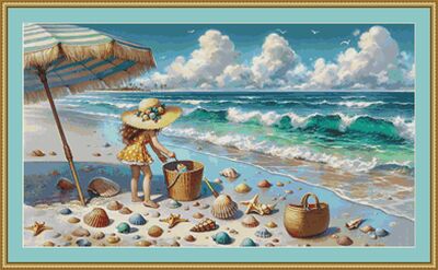 Playing On The Beach Cross Stitch Pattern