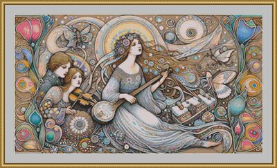 Musical Instruments Cross Stitch Pattern