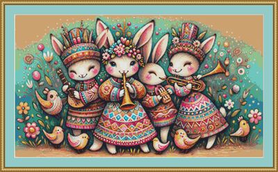 Musical Bunnies Cross Stitch Pattern