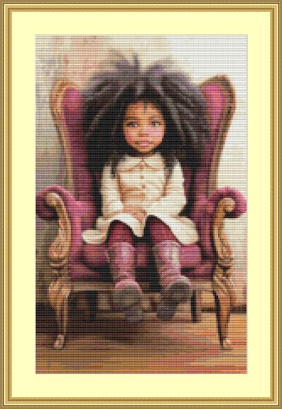 Little Girl In A Chair Cross Stitch Pattern