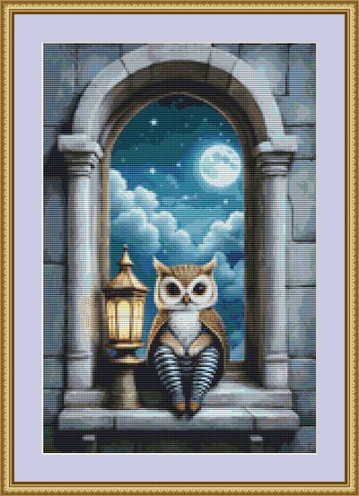 Lantern Owl Cross Stitch Pattern