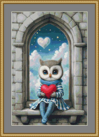 Heart Owl Cross Stitch Pattern