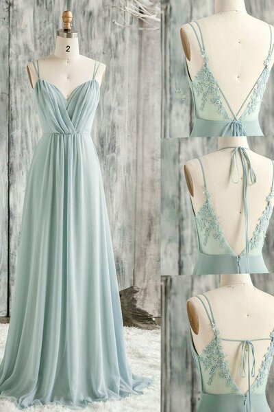 Lace Bridesmaid Dress, A Line Bridesmaid Dress, Sage Green Bridesmaid Dresses, Bridesmaid Dresses Long, Spaghetti Strap Bridesmaid Dress,1040