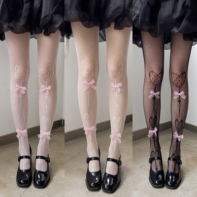 Y2K Fishnet Heart Pattern Pantyhose Stockings Tights