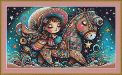 Girl On A Horse Cross Stitch Pattern