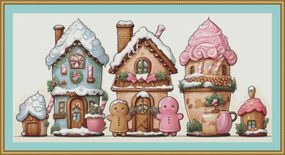 Gingerbread Houses Cross Stitch Pattern