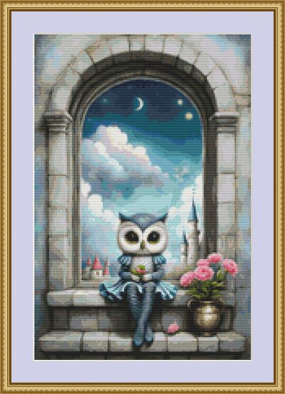 Flowers Owl Cross Stitch Pattern
