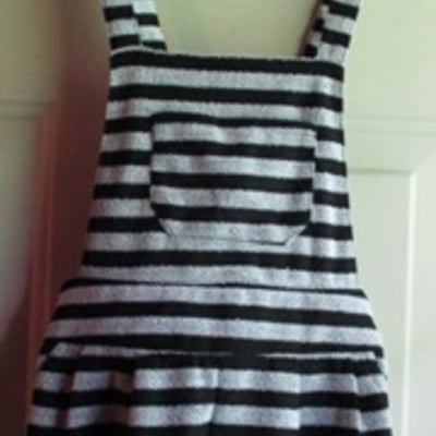 Liz lisa doll grey black stripe overall shorts - Thumbnail 1