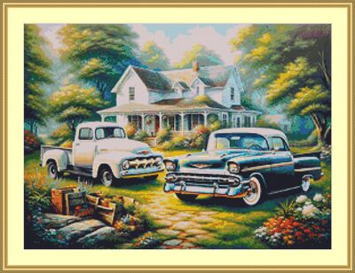Classic Car And Vintage Truck Cross Stitch Pattern