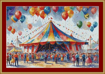 Carnival Tents Cross Stitch Pattern