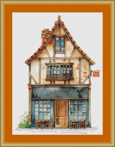 Brown House Cross Stitch Pattern
