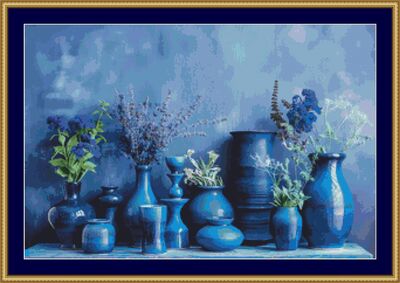 Blue Pottery Cross Stitch Pattern