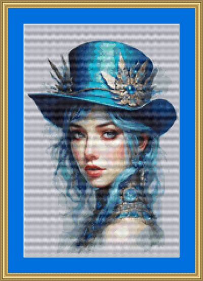 Blue Hat Cross Stitch Pattern