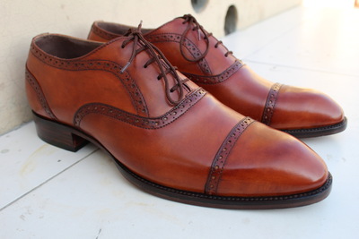 Crafted Leather Men's Oxford Dark Brown Leather Classic Dress Shoes