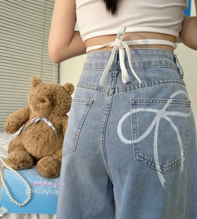Y2K Bow Jeans Baggy Denim Pants