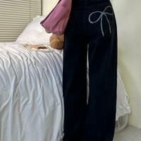 Y2K Bow Jeans Baggy Denim Pants - Thumbnail 2
