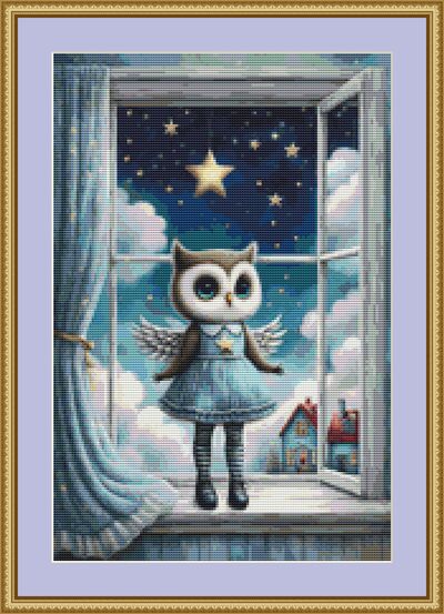 Angel Owl Cross Stitch Pattern