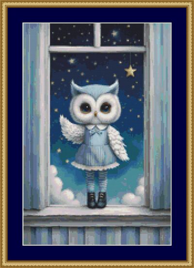 All In Blue Owl Cross Stitch Pattern