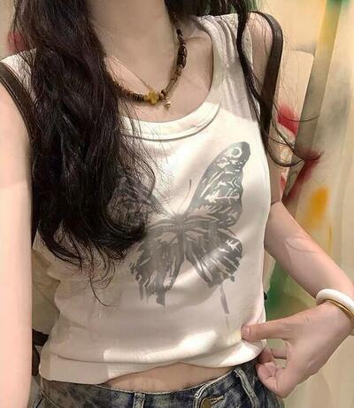 butterfly Print Vest Tank Top