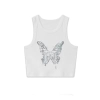 butterfly Print Vest Tank Top - Thumbnail 2