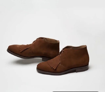 Suede Leather Rounded Toe Chukka Brown Tone Men Lace Up Oxford Party Wear Boots