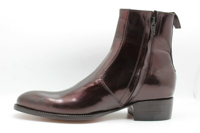 Crafted Leather Brown Patent Leather Ankle High Side Zipper Jodhpur Boot
