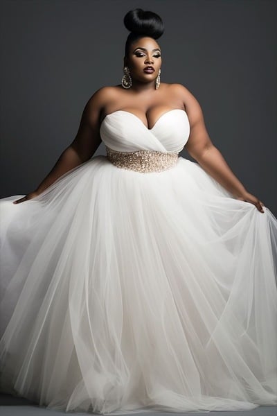 Plus Size Wedding Dresses Bridal Gown Empire with Beading