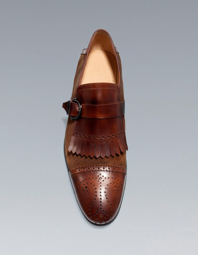 Handmade Brown Suede Outclass Finish With Combination Formal Monk Strap Shoes