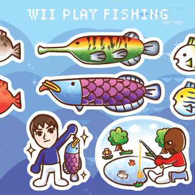 Wii play fishing sticker sheet - Thumbnail 2
