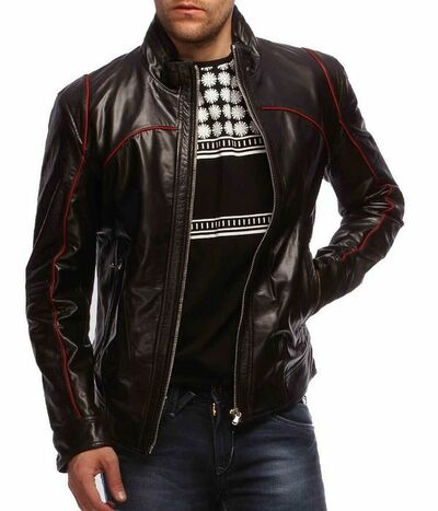 Mens Leather Jacket Stylish Genuine Lambskin Motorcycle Bomber Biker