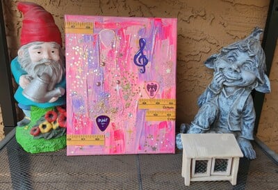 'How to Measure Time' mixed media painting