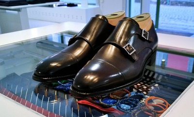 Hot Sale Men's Western Style Black Double Monk Strap Genuine Leather Shoes