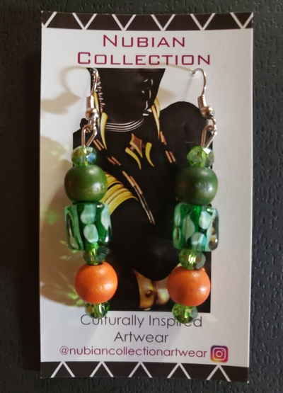 RATTLERETTE🐍🧡💚 HANDMADE EARRINGS By Nubian Collection Artwear 👑