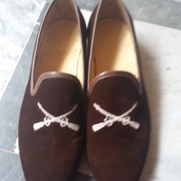 Crafted Leather Brown Velvet Loafers Moccasin Loafers Dress Shoes - Thumbnail 3