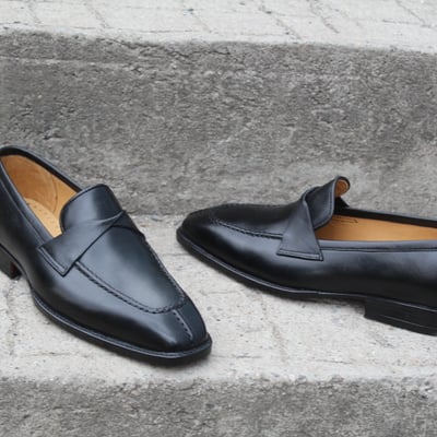 Crafted leather classic men black moccasin loafers dress shoes - Thumbnail 5