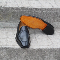 Crafted Leather Classic Men Black Moccasin Loafers Dress Shoes - Thumbnail 2