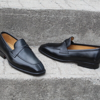 Crafted Leather Classic Men Black Moccasin Loafers Dress Shoes - Thumbnail 3