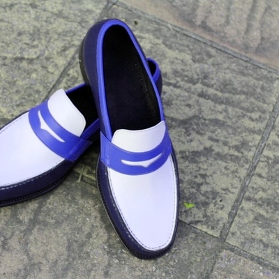 Crafted leather unique and classic tri tone color leather moccasin loafers dress shoes - Thumbnail 3