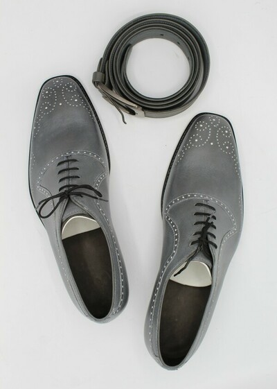 Gray Calf Leather Luxury Dress Shoes