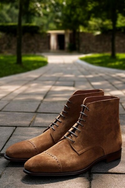 Handmade Brown Adult Cap Toe Lace Up Boot