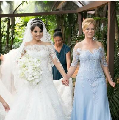 Sky Blue Mother Dresses Simple Lace Appliques Wedding Guest Mother Of the Bride /Groom Formal Dress