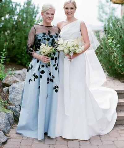 Sky Blue Mother Dresses Simple Lace Appliques Wedding Guest Mother Of the Bride /Groom Formal Dress