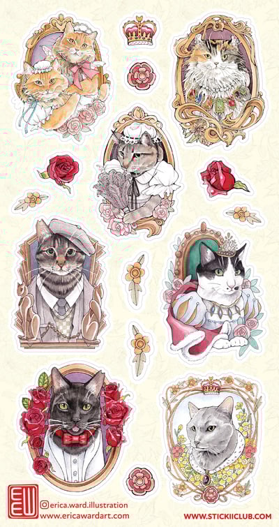 "Fancy Cats" Sticker Sheet