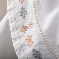 Retro style accordion pleat heavy embroidery doll collar loose short-sleeved blouses - Thumbnail 3