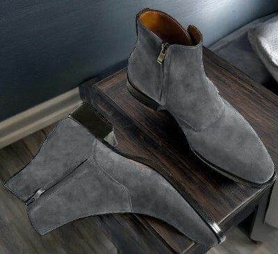 New Edition Gray Suede Buckle Boot For Summers Season Handmade Ready